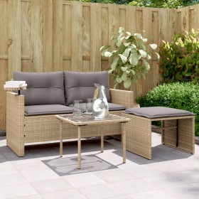 Gartensofagarnitur mit beigen Kissen, 3-teilig, aus PE-Rattan. von , Outdoor-Sofas - Ref: Foro24-365462, Preis: 214,85 €, Rab...