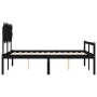 Double bed frame with black solid wood headboard by vidaXL, Beds and slatted bases - Ref: Foro24-3195555, Price: 168,21 €, Di...