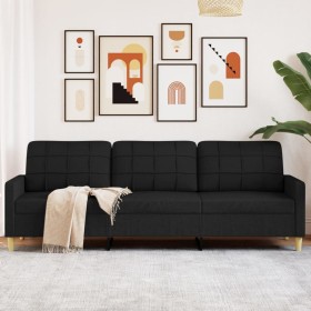 Black fabric 3-seater sofa, 210 cm by , Sofas - Ref: Foro24-4007418, Price: 299,35 €, Discount: %