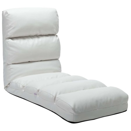 Tumbona de suelo plegable de cuero sintético blanco de vidaXL, Divanes - Ref: Foro24-325246, Precio: 189,18 €, Descuento: %