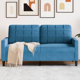 Blue velvet 2-seater sofa, 140 cm by , Sofas - Ref: Foro24-4007633, Price: 221,19 €, Discount: %