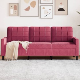 Sofá de 3 plazas de terciopelo rojo tinto 180 cm de , Sofás - Ref: Foro24-4007638, Precio: 275,44 €, Descuento: %