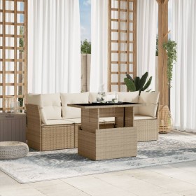 Garden sofa set with 5-piece synthetic rattan beige cushions by , Garden sets - Ref: Foro24-3266348, Price: 431,18 €, Discoun...