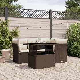 Garten-Essgruppe, 5-teilig, mit braunen Kunststoff-Rattan-Kissen. von , Gartensets - Ref: Foro24-3266563, Preis: 405,87 €, Ra...