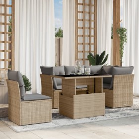 Gartensofa-Set mit 6-teiligen Kissen aus synthetischem Rattan in Beige. von , Gartensets - Ref: Foro24-3266589, Preis: 435,73...