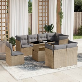 Gartensofagarnitur 9-teilig mit Kissen aus synthetischem Rattan in Beige. von , Gartensets - Ref: Foro24-3266729, Preis: 656,...