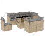 Gartensofagarnitur 9-teilig mit Kissen aus synthetischem Rattan in Beige. von , Gartensets - Ref: Foro24-3266729, Preis: 648,...