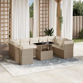 Garden sofa set with beige cushions, 10 pieces, synthetic rattan by , Garden sets - Ref: Foro24-3266818, Price: 803,02 €, Dis...