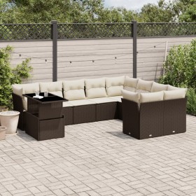 Gartensofa-Set, 10-teilig, mit braunen Kissen aus synthetischem Rattan. von , Gartensets - Ref: Foro24-3266853, Preis: 692,91...