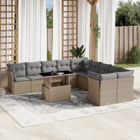 Gartensofa-Set 11-teilig mit beigen Polstern aus synthetischem Rattan von , Gartensets - Ref: Foro24-3266879, Preis: 780,86 €...