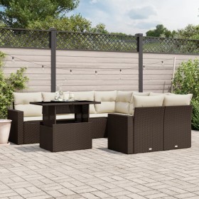 Garden sofa set 9 pieces and brown synthetic rattan cushions by , Garden sets - Ref: Foro24-3267173, Price: 653,45 €, Discoun...