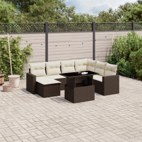 Set aus 8-teiligen Gartensofas und Kissen aus braunem Kunststoff-Rattan. von , Gartensets - Ref: Foro24-3267443, Preis: 576,4...