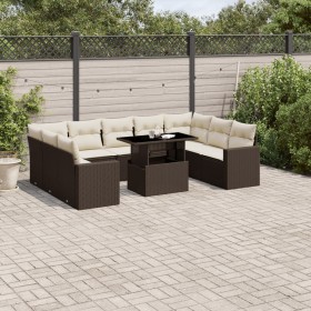 Gartensofa-Set, 10-teilig, mit braunen Kissen aus synthetischem Rattan. von , Gartensets - Ref: Foro24-3267483, Preis: 704,04...