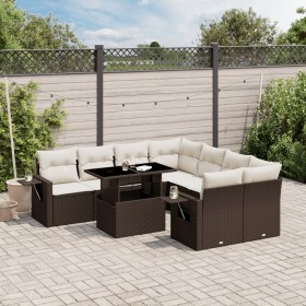 Gartensofagarnitur 9-teilig mit braunen Kissen aus synthetischem Rattan. von , Gartensets - Ref: Foro24-3267803, Preis: 659,0...