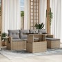 Garden sofa set with 6-piece synthetic rattan beige cushions by , Garden sets - Ref: Foro24-3267869, Price: 445,98 €, Discoun...