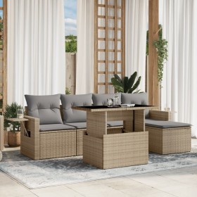 Garden sofa set with 6-piece synthetic rattan beige cushions by , Garden sets - Ref: Foro24-3267869, Price: 451,71 €, Discoun...