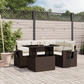 5-piece garden dining set with brown synthetic rattan cushions by , Garden sets - Ref: Foro24-3267883, Price: 402,99 €, Disco...