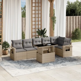 Gartensofagarnitur 7-teilig mit Kissen aus synthetischem Rattan in Beige. von , Gartensets - Ref: Foro24-3267919, Preis: 532,...