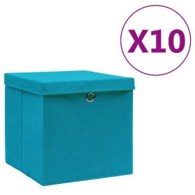 Storage boxes with lids 10 pcs baby blue 28x28x28 cm by vidaXL, Storage baskets - Ref: Foro24-325234, Price: 55,55 €, Discoun...