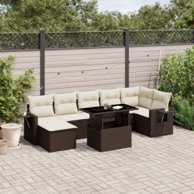 Set of 8-piece garden sofas and brown synthetic rattan cushions by , Garden sets - Ref: Foro24-3268063, Price: 582,99 €, Disc...