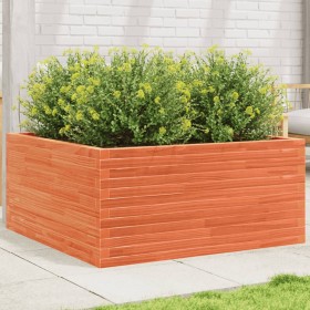 Solid pine wood planter in brown wax finish 100x100x46 cm by , Pots and planters - Ref: Foro24-3282431, Price: 218,24 €, Disc...