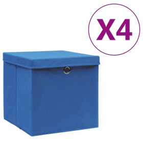 Storage boxes with lids 4 units blue 28x28x28 cm by vidaXL, Storage baskets - Ref: Foro24-325196, Price: 27,21 €, Discount: %