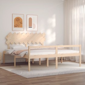 Double bed for seniors solid wood headboard by vidaXL, Beds and slatted bases - Ref: Foro24-3195561, Price: 186,18 €, Discoun...