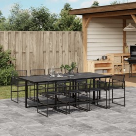 9-teiliges Gartensitzgruppen-Set aus schwarzem Kunststoff-Rattan von , Gartensets - Ref: Foro24-3295035, Preis: 552,99 €, Rab...