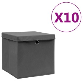 Aufbewahrungsboxen mit Deckel 10 Stück grau 28x28x28 cm von vidaXL, Aufbewahrungskörbe - Ref: Foro24-325194, Preis: 55,62 €, ...