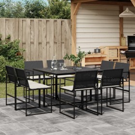 9-piece garden dining set with black synthetic rattan cushions by , Garden sets - Ref: Foro24-3295063, Price: 421,99 €, Disco...