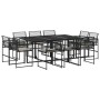 Set de comedor jardín 11 pzas con cojines ratán sintético negro de , Conjuntos de jardín - Ref: Foro24-3295014, Precio: 591,2...