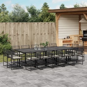 Garten-Essgruppe mit 15-teiligen Kissen aus schwarzem Kunststoff-Rattan. von , Gartensets - Ref: Foro24-3295016, Preis: 897,9...