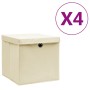 Aufbewahrungsboxen mit Deckel 4 Stück 28x28x28 cm creme von vidaXL, Aufbewahrungskörbe - Ref: Foro24-325216, Preis: 27,21 €, ...