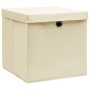 Aufbewahrungsboxen mit Deckel 4 Stück 28x28x28 cm creme von vidaXL, Aufbewahrungskörbe - Ref: Foro24-325216, Preis: 31,02 €, ...