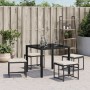 Gartenhocker mit Kissen, 4 Stück, aus schwarzem Kunststoff-Rattan. von , Hocker für den Außenbereich - Ref: Foro24-4008576, P...