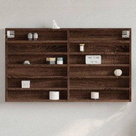 Vitrina de madera de ingeniería marrón roble 100x8,5x58 cm de , Estantes y estanterías - Ref: Foro24-847946, Precio: 55,99 €,...