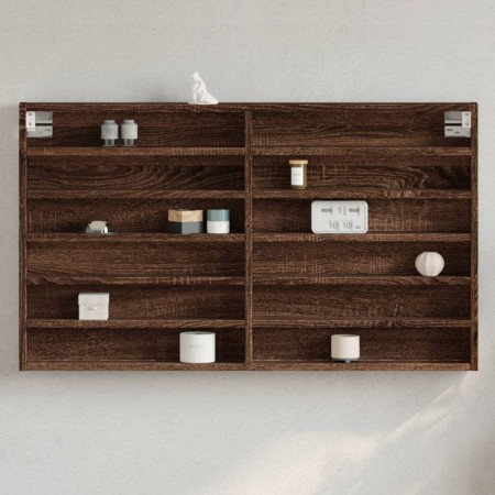 Engineered wood display case in brown oak, 100x8.5x58 cm by , Shelves and shelves - Ref: Foro24-847946, Price: 55,28 €, Disco...