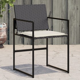 Garden chairs with cushions, 4 units, black synthetic rattan by , Garden chairs - Ref: Foro24-4008581, Price: 163,64 €, Disco...