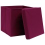 Storage boxes with lid 4 pcs 28x28x28 cm dark red by vidaXL, Storage baskets - Ref: Foro24-325200, Price: 29,63 €, Discount: %