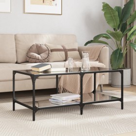 Black steel and glass coffee table, 98.5x50x40 cm by , Coffee table - Ref: Foro24-845981, Price: 81,78 €, Discount: %