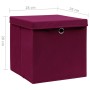 Storage boxes with lid 4 pcs 28x28x28 cm dark red by vidaXL, Storage baskets - Ref: Foro24-325200, Price: 29,63 €, Discount: %