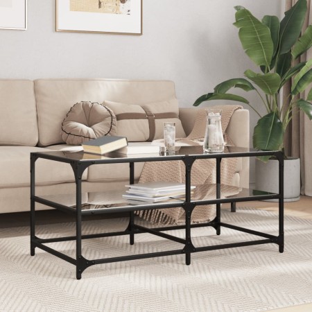 Mesa de centro superficie de vidrio acero negra 98,5x50x45 cm de , Mesas de centro - Ref: Foro24-846013, Precio: 89,72 €, Des...