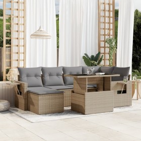 Set of 7-piece garden sofas and beige synthetic rattan cushions by , Garden sets - Ref: Foro24-3268049, Price: 533,07 €, Disc...