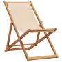 Folding beach chair made of solid eucalyptus wood and beige fabric by , Garden chairs - Ref: Foro24-366564, Price: 64,37 €, D...