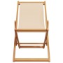 Folding beach chair made of solid eucalyptus wood and beige fabric by , Garden chairs - Ref: Foro24-366564, Price: 64,37 €, D...