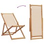 Folding beach chair made of solid eucalyptus wood and beige fabric by , Garden chairs - Ref: Foro24-366564, Price: 64,37 €, D...