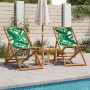 Folding beach chair made of solid eucalyptus wood and leaf fabric. by , Garden chairs - Ref: Foro24-366566, Price: 65,45 €, D...