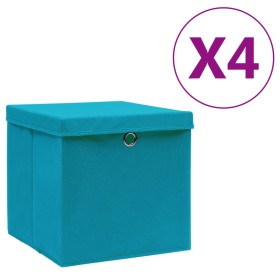 Storage boxes with lids 4 pcs baby blue 28x28x28 cm by vidaXL, Storage baskets - Ref: Foro24-325232, Price: 27,21 €, Discount: %