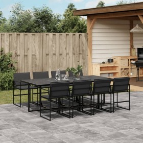 9-piece garden dining set with black textilene cushions by , Garden sets - Ref: Foro24-3295075, Price: 503,15 €, Discount: %