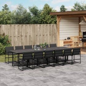 13-piece garden dining set with black textilene cushions by , Garden sets - Ref: Foro24-3295077, Price: 782,60 €, Discount: %